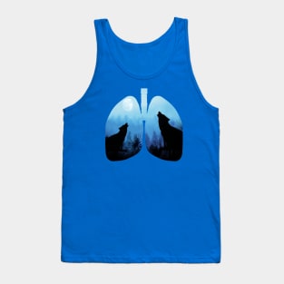 Breathe pure air, Lungs, nature, wolf, mountains, outdoors, adventure, camping Tank Top